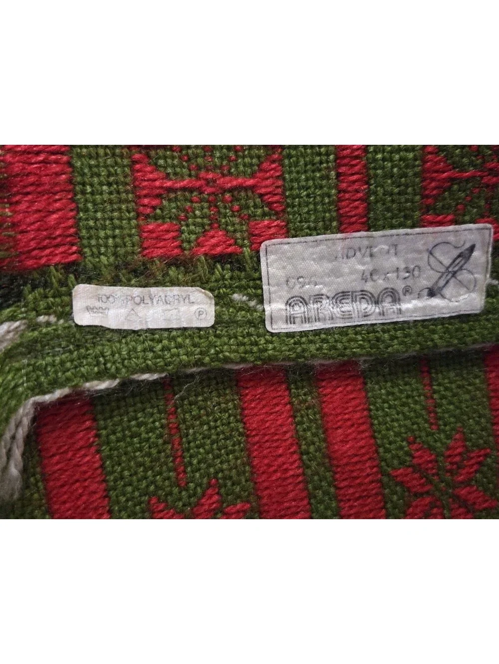 Areda 40 × 130 Green Red Yellow Candle Table Runner Vintage 60s 70s  Christmas